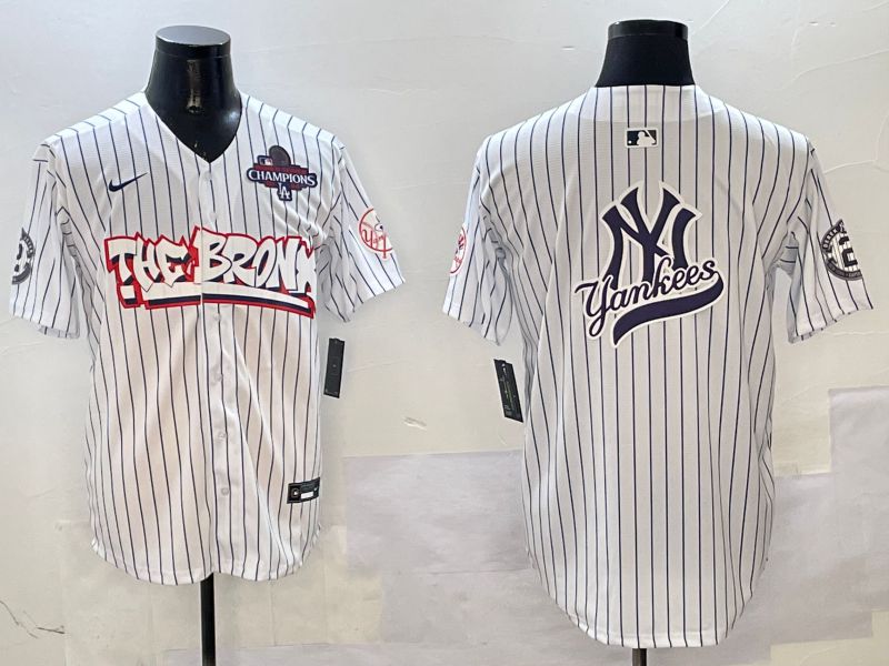 Men New York Yankees Blank White Stripe four generations Joint Name 2025 Nike MLB Jersey style 19->new york yankees->MLB Jersey